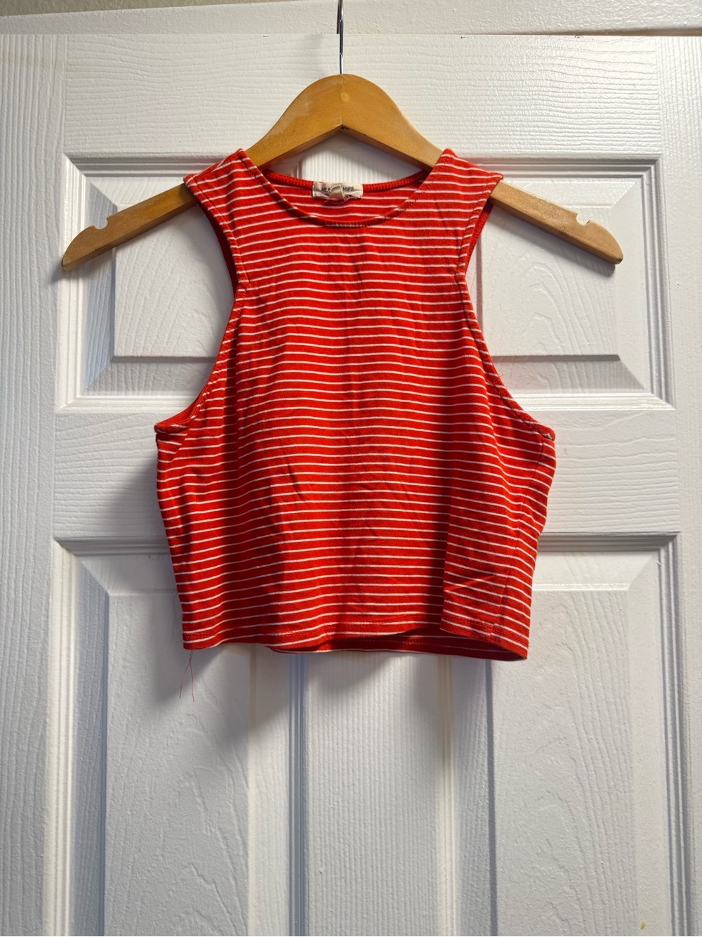 Heart Hips Red & White Striped Cropped Tank